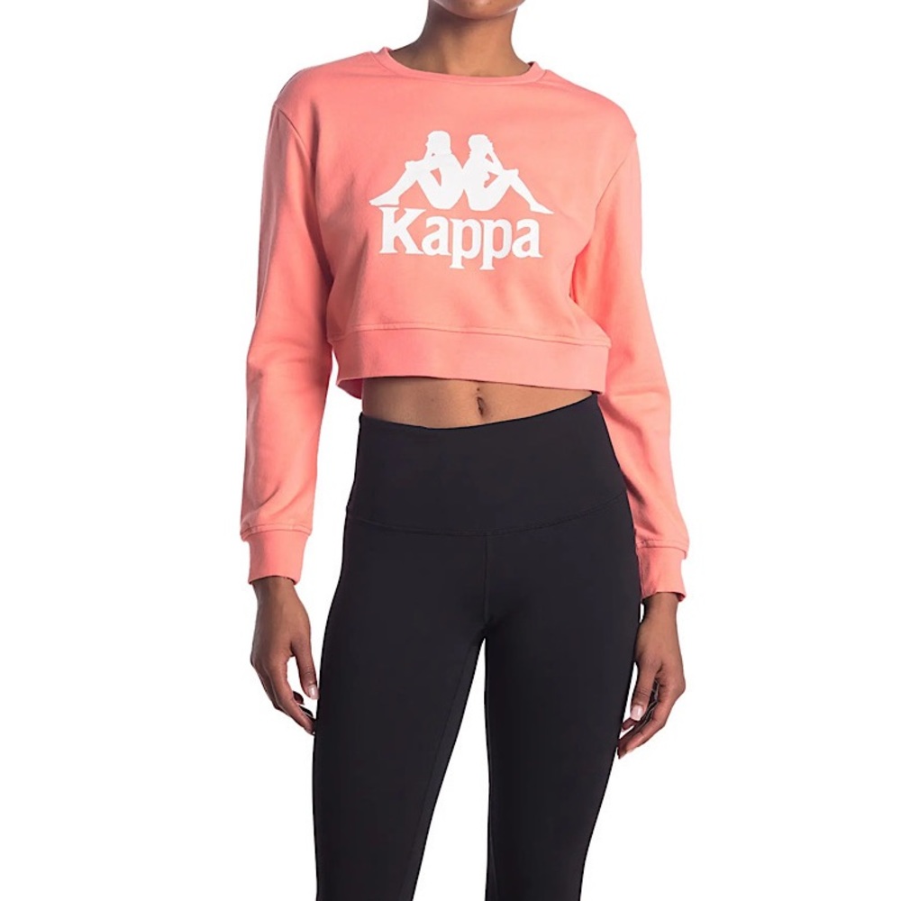 Kappa Casmiu Cropped Sweatshirt…Sz: M….Color: Pink/White…Brand New